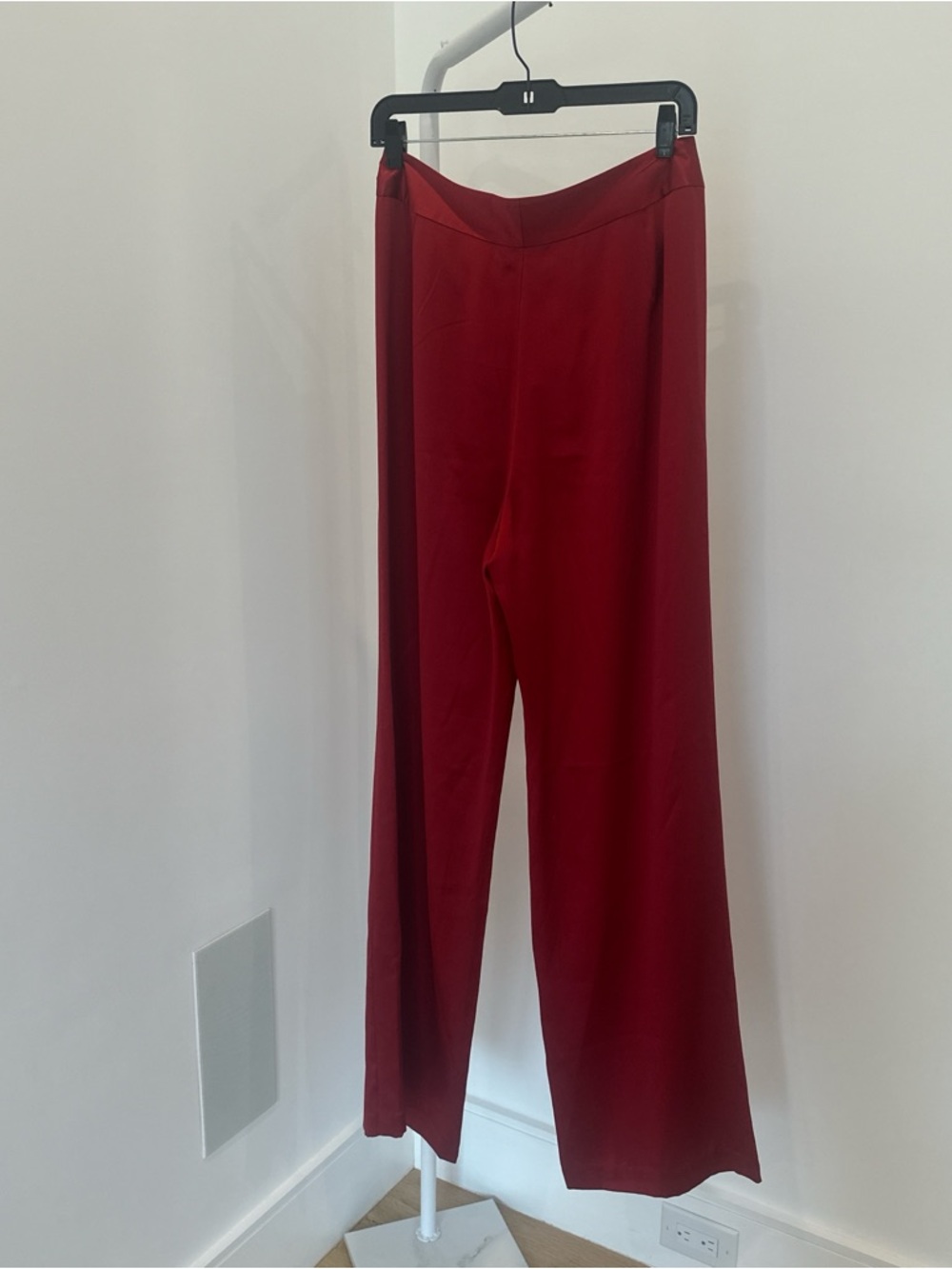 The Sei Burgundy 100% Silk Wide Leg Trousers